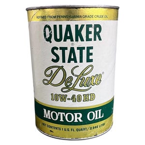 Quaker State Deluxe 10W-40HD motorolie Vintage VOLLEDIGE BLIK