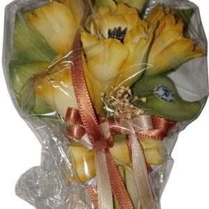 Capodimonte Yellow Flower Black Center Vintage Porcelain Made Italy Handcrafted