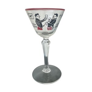 MCM Libbey Set of 11 Glass Pickwick Dickens Men in Tavern Cocktail Glasses