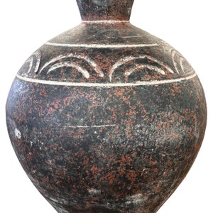 Mexican Pottery Carved Clay Pot Vase