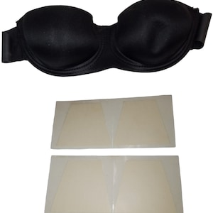 Black Strapless Bra with Adhesives Vintage Size C