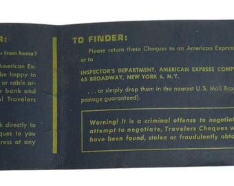 American Express Traveller's Cheques With Wallet Antique