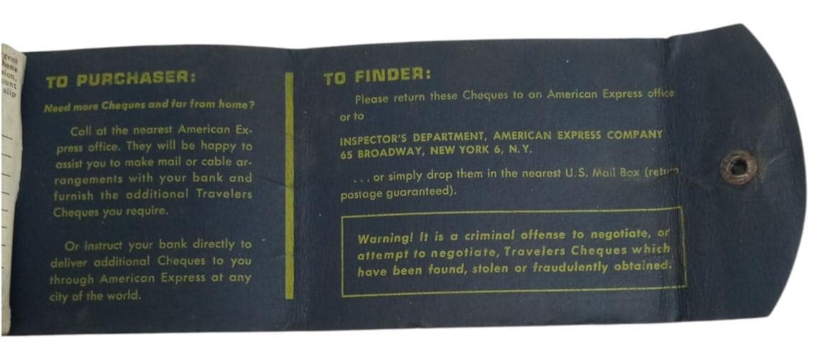 American Express Traveller's Cheques With Wallet Antique