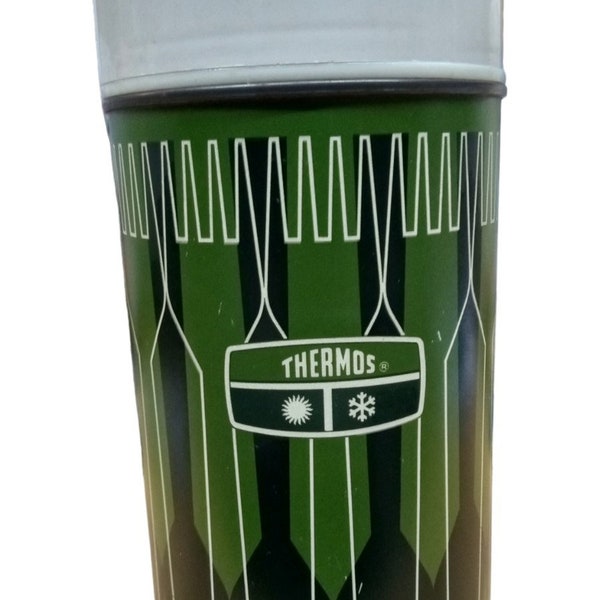 King Seeley Green Metal Pint Size Thermos Vintage Collectible Food Storage 1970s