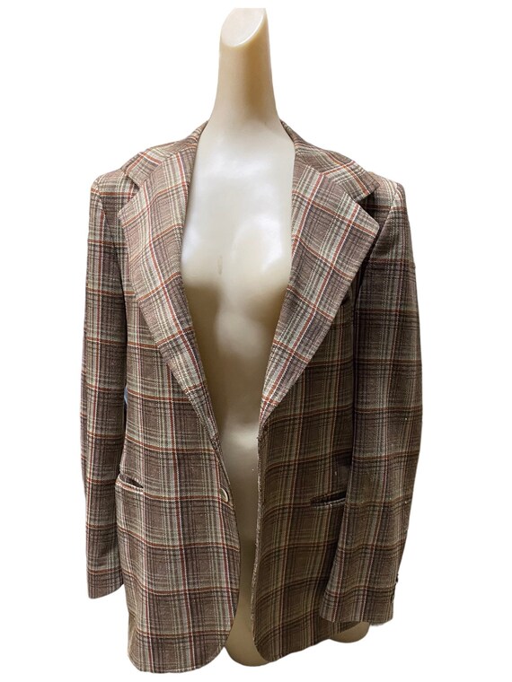 Plaid Dress Jacket Unbranded Brown Vintage Silk In