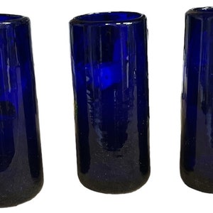 Cobalt Blue Tumblers Vintage Heavy Set of 3