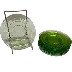 Anchor Hocking Depression Green Vaseline Uranium 6'' Bread Plate Optic Lot of 10