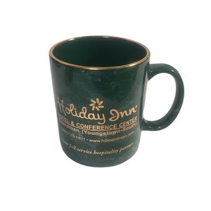 Holiday Inn Youngstown Ohio Souvenir Mug Hotel Travel Collectible Green Gold