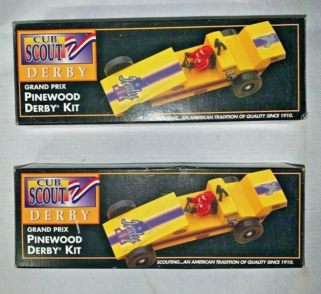 Two Vintage 1996 Cub Scout Grand Prix Pinewood Derby Car Kit New 
