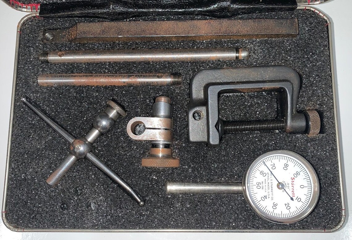 Vintage Starrett Universal Dial Test Indicator Red Vinyl Kit Etsy