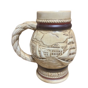 Mini Vintage Avon Beer Stein Ceramic Mug 1982 Sailing Ships Ocean Nautical