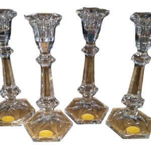 West Germany Crystal Glass Candleholders Set Of 4 Vintage Collectible