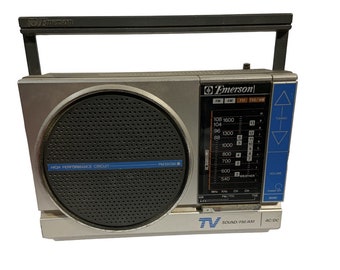 Radio Emerson Slimline TV AMFM Portable PM3909A Battery/Wired High Performance