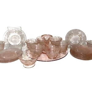 Dogwood Pink Macbeth Evans Teacup Saucer Bread and Butter Tidbit 20+ Piece Set
