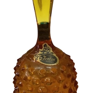 Fenton Amber Hobnail Glass Bell Vintage Collectible Decorative Art Glass