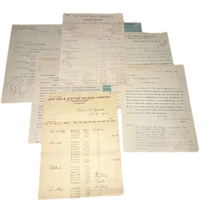 Lake Erie & Western Railroad Antique 1900’s Paper Collection