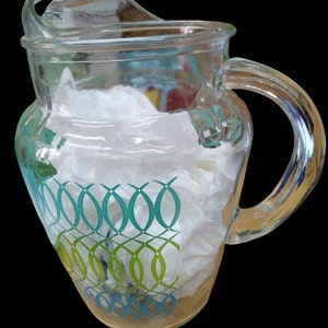 Glass Pitcher Vintage Mid Century Collectible Serveware Drinkware Unique Pattern