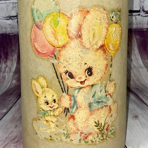 Vintage Children&#39;s Bunny with Balloons Fiberglass Lampshade