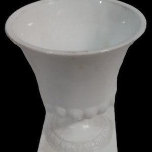 Antique Milk Glass Pedestal Vase Vintage Square Bottom 7&quot; High