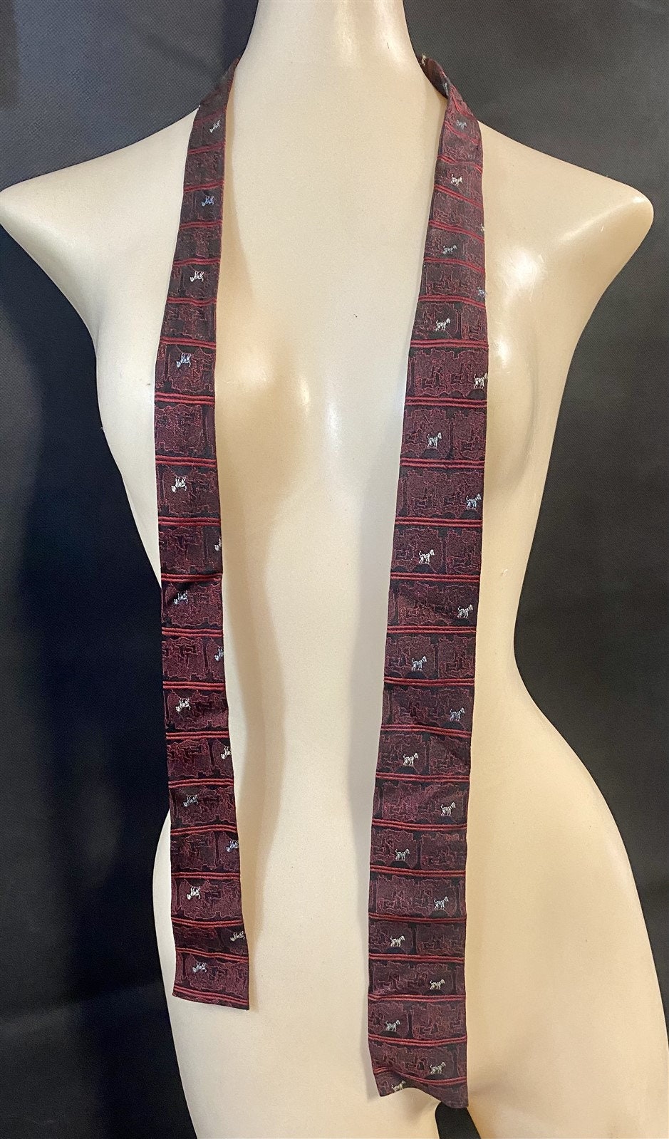 1940s Mens Ties | Wide Ties & Painted Ties 1940S-50S Era Vintage Black  Red With White Dogs Print Necktie $23.95 AT vintagedancer.com