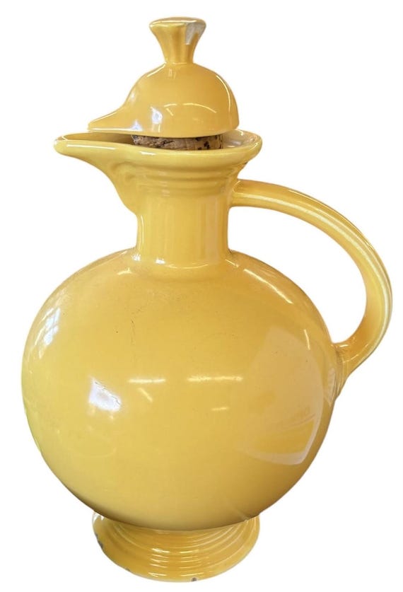Fiesta Vintage Yellow Carafe Homer Laughlin Ceramic Vase Pitcher