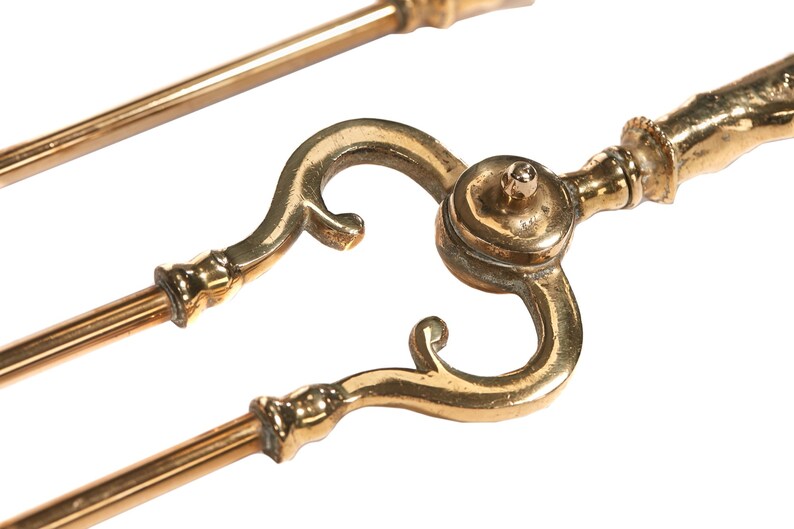 Set Of 3 Antique Brass Fire Irons