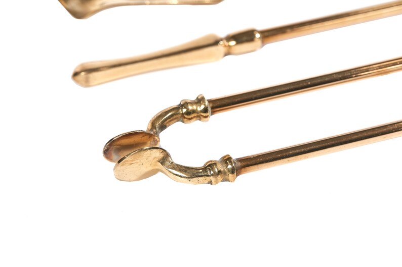Set Of 3 Antique Brass Fire Irons