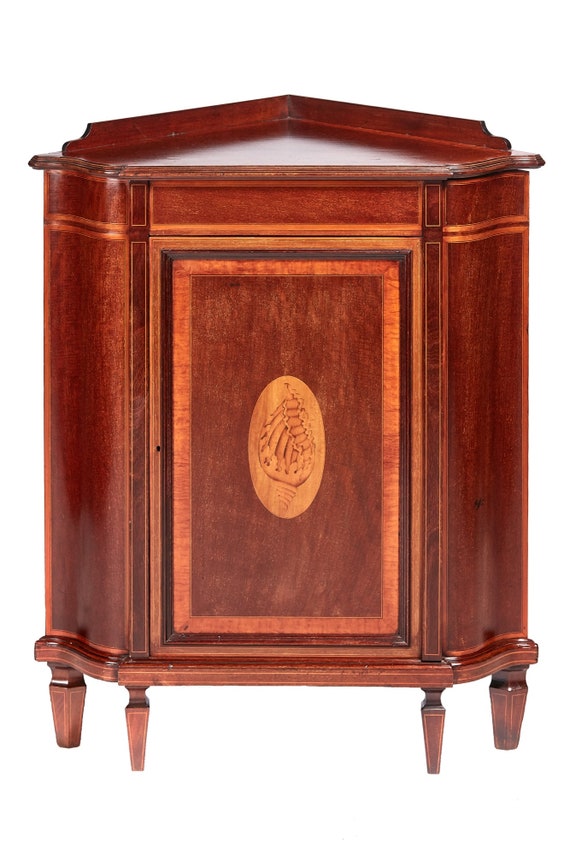 Fine Quality Edwards Roberts Inlaid Mahogany Corner Cabinet Etsy