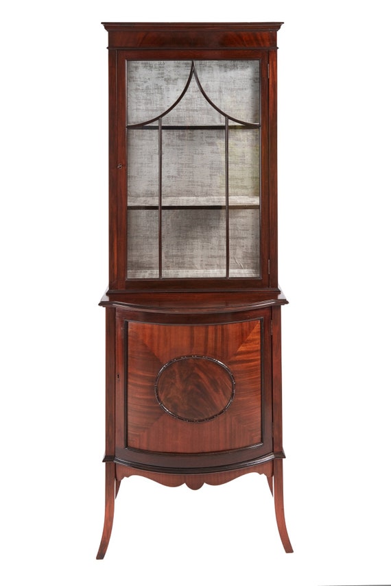 Antique Mahogany Display Cabinet Etsy