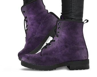 Purple Gothic Grunge Lace Up Combat Boots -  (JPREG68)