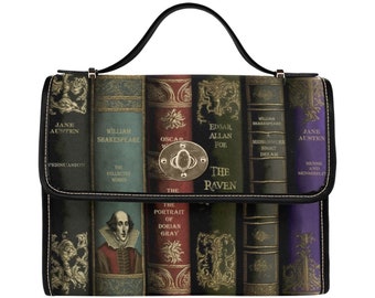 Vintage Library Books Dark Academia Satchel Handbag (ABOOKSS)