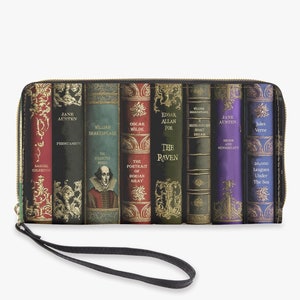 Vintage Bücher Geldbörse mit Reißverschluss - Geschenk für Bibliothekar - Dark Academia Geldbörse (JPIZWBOOKS)
