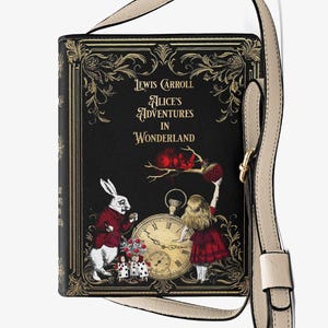 Alice im Wunderland Büchertasche - Süße Buch Umhängetasche - Mad Hatter Tea Party Büchertasche