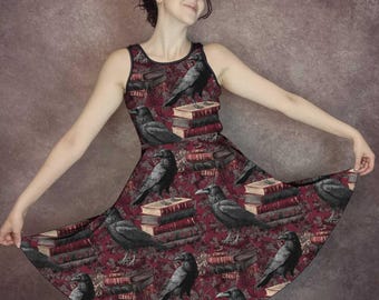 The Raven and Vintage Books Gothic Dress - Nevermore Plus Size Friendly Dress