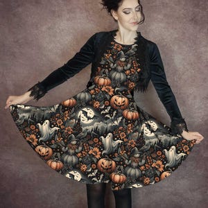 Halloween Spooky Dress - Fun Gothic Party Dress - Plus Size Friendly