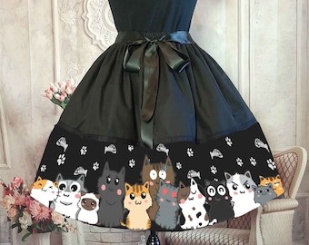 Cute Kitty Cats Full Skirt - 50's Style Costume Skirt - Cat Costume