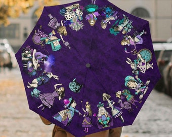 Alice In Wonderland Automatic Umbrella - Mad Hatter Tea Party Parasol (UMDA)