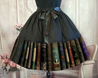 Library Books Full Skirt -  50's Style Costume Skirt - Literary Skirt - Plus Size Adustable