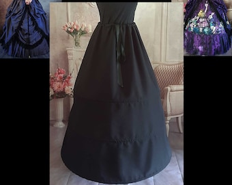 Black Hoop Skirt - Steel Boned Small Crinoline - Black Wedding Petticoat - Renaissance Farthingale