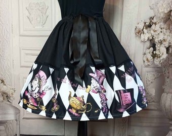 Mad Hatter Tea Party Skirt - Alice in Wonderland Costume - Fifties Style Full Party Skirt