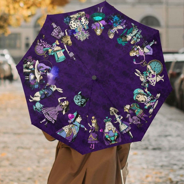 Alice In Wonderland Automatic Umbrella - Mad Hatter Tea Party Parasol (UMDA)