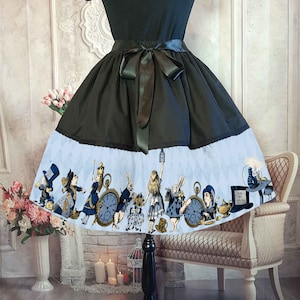 Alice in Wonderland Blue and gold Blue Full Skirt - Alice Cosplay Costume - Alice Rockabilly Skirt