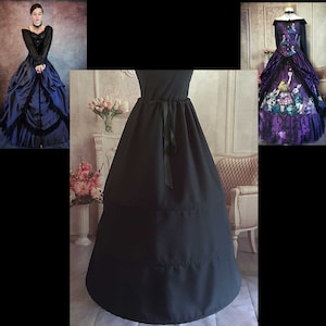 Black Hoop Skirt - Steel Boned Small Crinoline - Black Wedding Petticoat - Renaissance Farthingale