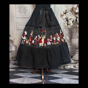 Alice in Wonderland Longer Full Skirt  - Alice Cosplay Costume - Red and Gold