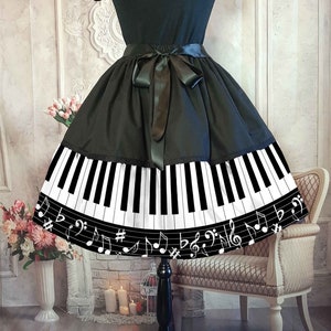 Piano Music Skirt -  50's Style Costume Skirt - Musician Skirt - Plus Size Adustable