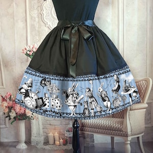 Alice in Wonderland Dusty Blue Full Skirt - Alice Cosplay Costume - Alice Rockabilly Skirt