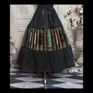 Library Books Full Skirt - Longer Tea Length -  50's Style Costume Skirt - Literary Skirt - Plus Size Adustable
