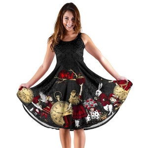 Alice in Wonderland Dress - Full Skirt Unique Summer Dress with pockets - (DR83)