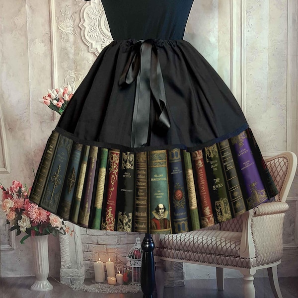 PRE-ORDER Library Books Full Skirt -  50's Style - Literary Costume - Plus Size Adustable