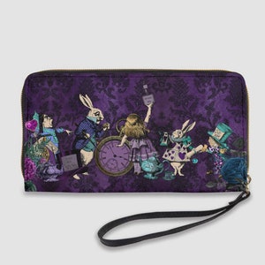 Cartera de mano Alicia en el País de las Maravillas - Diseño gótico púrpura de Alicia (JPCW2)